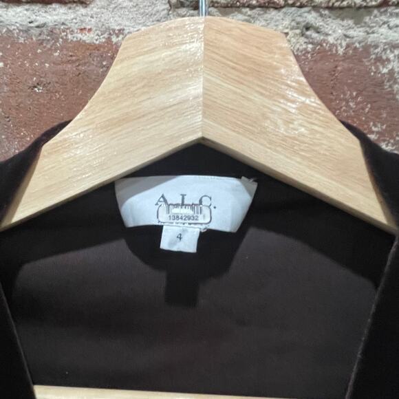 A.L.C Maeve Women's Draped Velvet Dress With Cut Out Details in Brown Size 4 - Picture 9 of 12